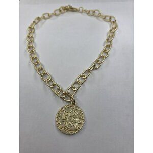 Old Spanish Gold Coin and Cross Necklace